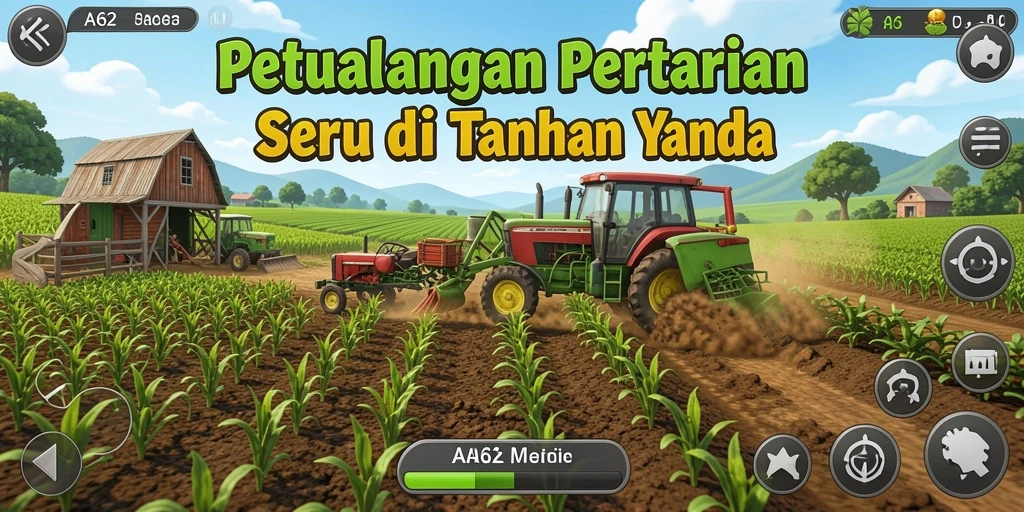 Screenshot gameplay AA62 menampilkan aktivitas pertanian yang seru.