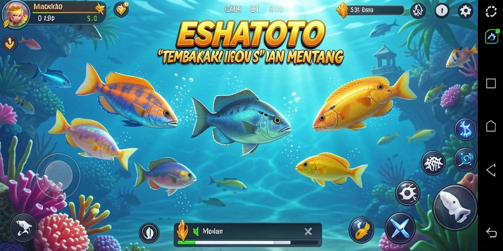 Screenshot ESHATOTO menampilkan aksi seru dalam permainan Tembak Ikan.