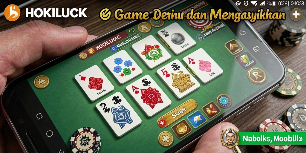 Tampilan gameplay HOKILUCK dengan grafis domino yang menarik.