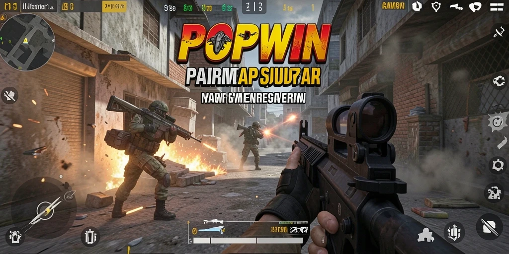 Tangkapan layar menunjukkan aksi seru dalam game FPS POPWIN.
