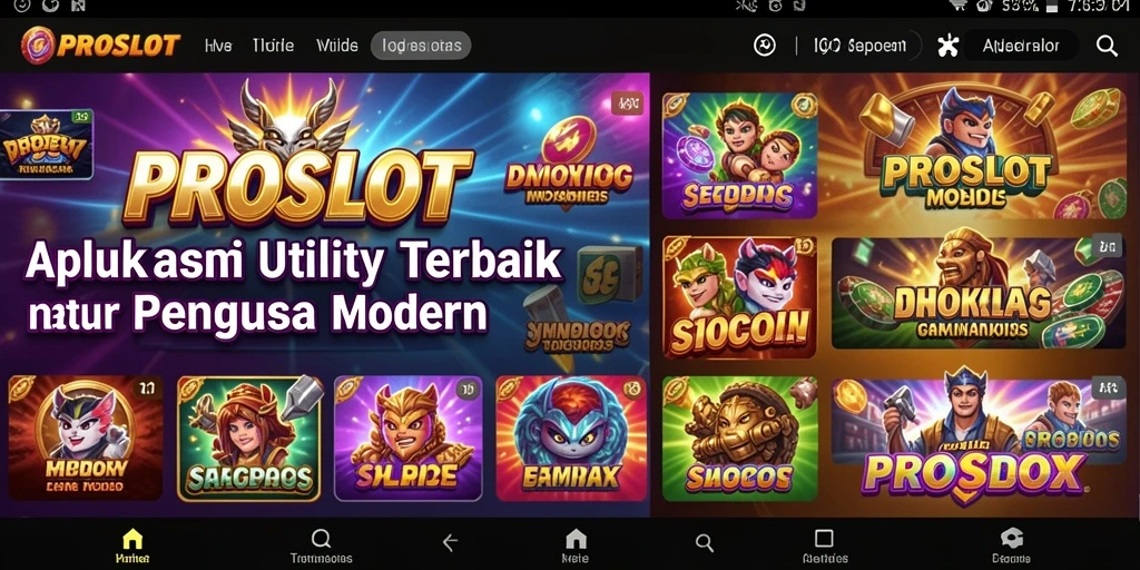 Tampilan screenshot utama PROSLOT yang menunjukkan fungsi aplikasi Utility.