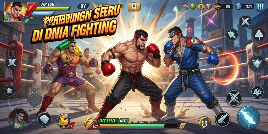 Gameplay Fighting seru dengan karakter yang beragam dan aksi bertarung mendebarkan.